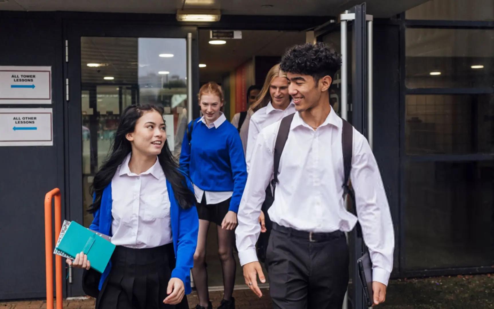 Students are leaving the building