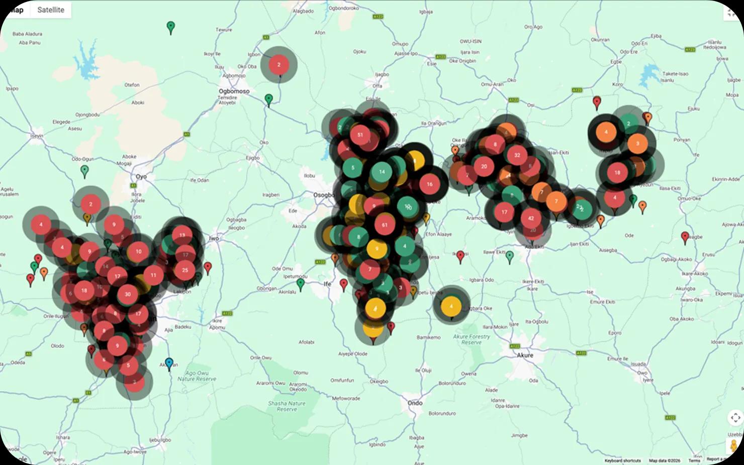 Target 6.1 Map showing monitored water services across a region