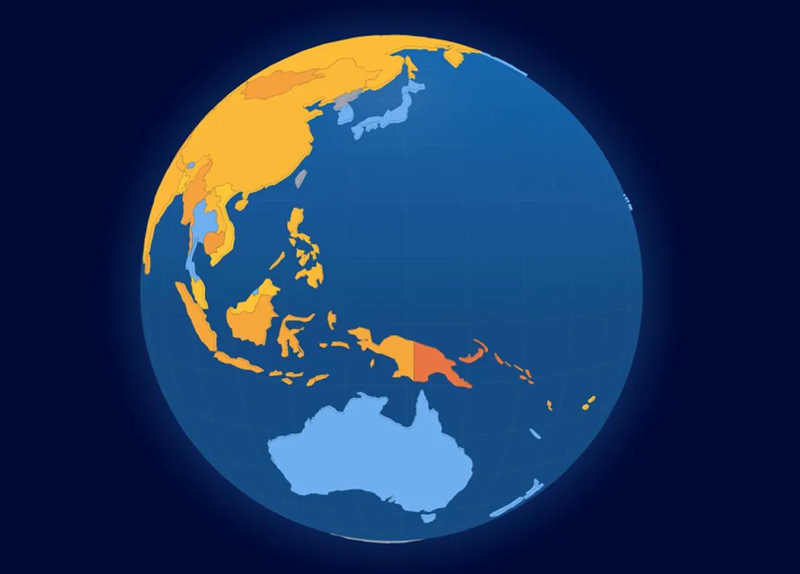 World Water Map globe highlighting safe drinking water access by country